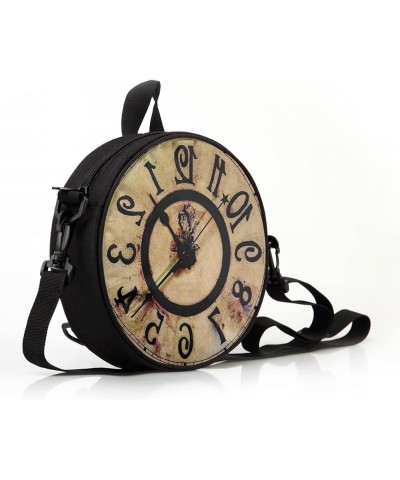 Women Novelty Round Clock Shape Zippered Clock Purses for Women Tote Handbag Shoulder Bag, Gift for Mom Girlfriend Clock Prin...