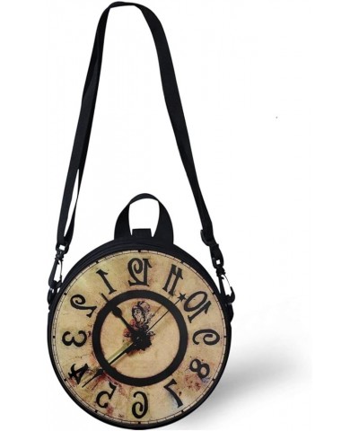 Women Novelty Round Clock Shape Zippered Clock Purses for Women Tote Handbag Shoulder Bag, Gift for Mom Girlfriend Clock Prin...