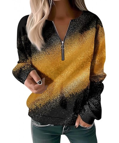 Women Half Zip Plus Size Sweatshirts Trendy Print Hoodies Fleece Quarter Zipper Casual Loose Fall Winter Pullovers 3-yellow $...