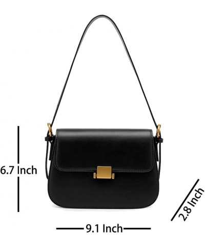 Genuine Leather Shoulder Bag for Women, Ladies Sleek Crossbody Messenger Bag Underarm Satchel Purse Black $26.00 Shoulder Bags