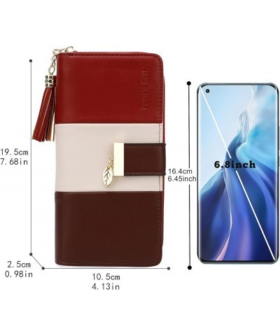 RFID Wallets for Women with Multiple Card Slots and Cellphone Compartment, Womens Wallet (pink/white/grey) Red $10.39 Wallets