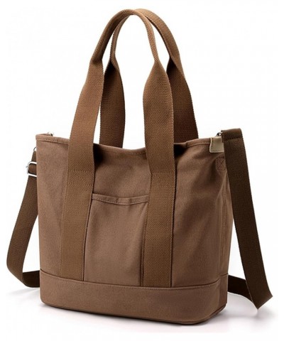 Canvas Bag for Women Crossbody Shoulder Purse Everything Tote Hobo Bag with Zipper and Compartments 2024 Small Brown $13.06 T...