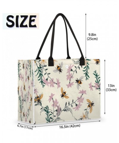 Bee Animals Cute Tote Bag with Digital Printing | Multi-Surface Design | Interior Pockets & Exterior Buttons | Ideal for Wome...