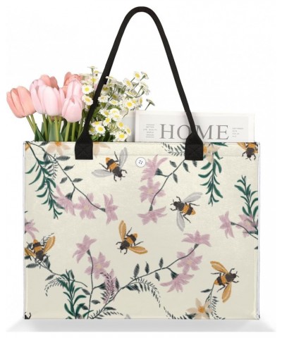 Bee Animals Cute Tote Bag with Digital Printing | Multi-Surface Design | Interior Pockets & Exterior Buttons | Ideal for Wome...