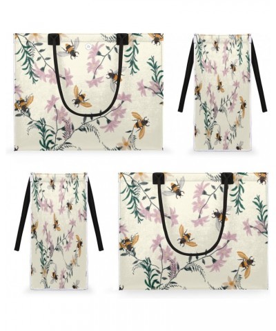 Bee Animals Cute Tote Bag with Digital Printing | Multi-Surface Design | Interior Pockets & Exterior Buttons | Ideal for Wome...