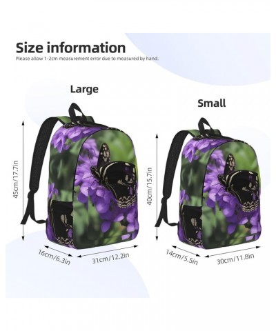 Flower Butterfly Print Lightweight Travel Canvas Backpack Casual Daypack For Men Women Work, Sports, Beach Black Small $19.38...