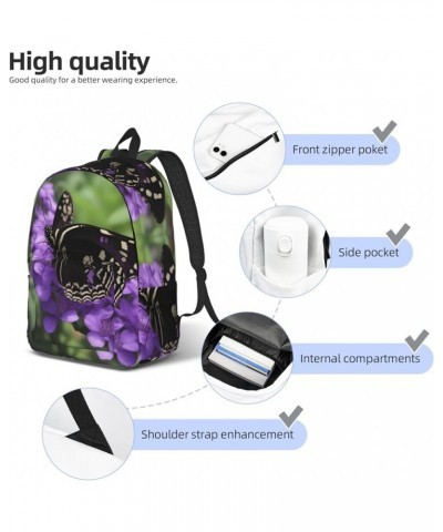 Flower Butterfly Print Lightweight Travel Canvas Backpack Casual Daypack For Men Women Work, Sports, Beach Black Small $19.38...