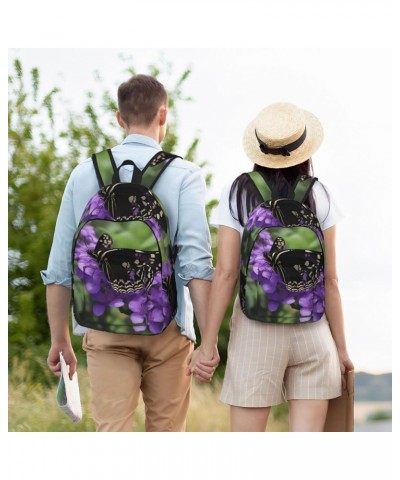 Flower Butterfly Print Lightweight Travel Canvas Backpack Casual Daypack For Men Women Work, Sports, Beach Black Small $19.38...