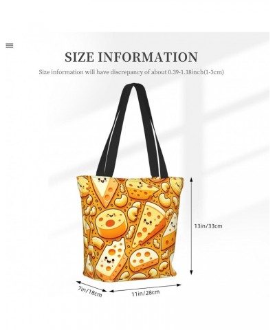 Women Shoulder Bag Cheese-Macaroni Foldable Tote Bag With Zipper Closure Casual Shopping Purse Daily Bag $14.46 Totes