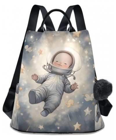 Women's Backpack Purse Little Astronaut Print, Anti Theft Casual Daypack Shoulder Bag with Key Chain 15 Inches $18.45 Backpacks