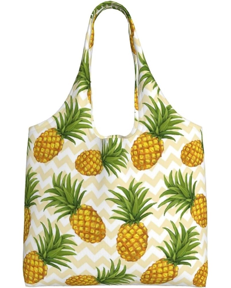 Pineapple Single Shoulder Commuter Canvas Tote Bags For Women And Men Pineapple 24 $10.77 Totes