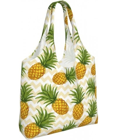 Pineapple Single Shoulder Commuter Canvas Tote Bags For Women And Men Pineapple 24 $10.77 Totes