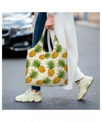 Pineapple Single Shoulder Commuter Canvas Tote Bags For Women And Men Pineapple 24 $10.77 Totes