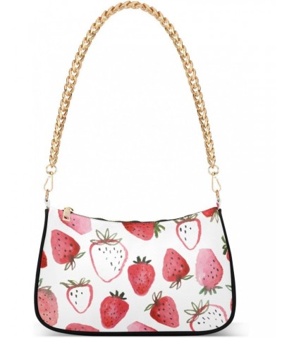 Shoulder Bag Watercolor Strawberry Pink Sweet Women Clutch Handbag Shoulder Purch Boho Bag Date Chain Bag Tote Bag Spring Hol...