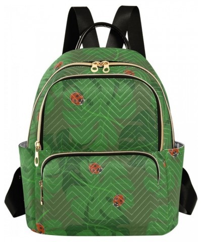 Monstera Leaves Ladybird Quilted Backpack for Women Purse Shoulder Bag Travel Bags for Nurse Daily Work S Small $13.02 Backpacks