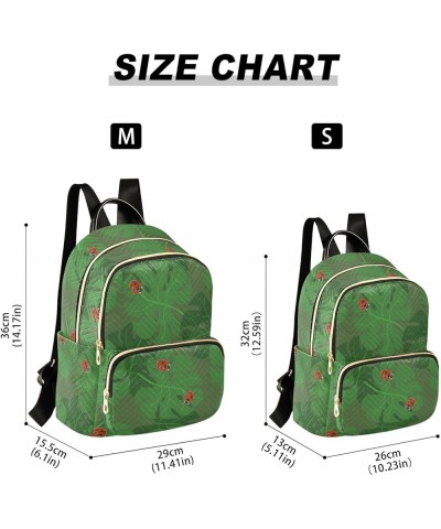 Monstera Leaves Ladybird Quilted Backpack for Women Purse Shoulder Bag Travel Bags for Nurse Daily Work S Small $13.02 Backpacks