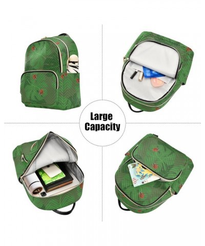 Monstera Leaves Ladybird Quilted Backpack for Women Purse Shoulder Bag Travel Bags for Nurse Daily Work S Small $13.02 Backpacks