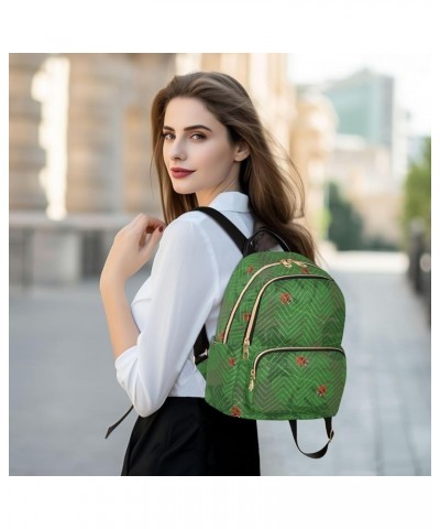 Monstera Leaves Ladybird Quilted Backpack for Women Purse Shoulder Bag Travel Bags for Nurse Daily Work S Small $13.02 Backpacks