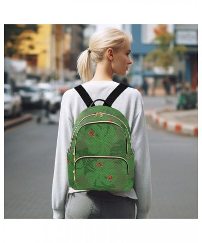 Monstera Leaves Ladybird Quilted Backpack for Women Purse Shoulder Bag Travel Bags for Nurse Daily Work S Small $13.02 Backpacks