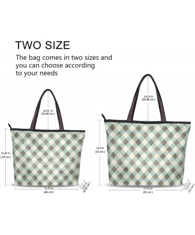 Women Shoulder Handbag Fashion Tote Handle Stripe Check Zipper Casual Tote's Handbag Big Capacity Shoulder Bag Stripe Check $...