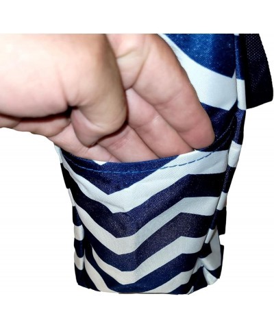 Large Multi - Pocket Fashion Zipper Top Beach Bag Tote - Custom Embroidery Available Navy Chevron - Name $12.07 Totes