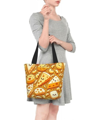 Women Shoulder Bag Cheese-Macaroni Foldable Tote Bag With Zipper Closure Casual Shopping Purse Daily Bag $14.46 Totes