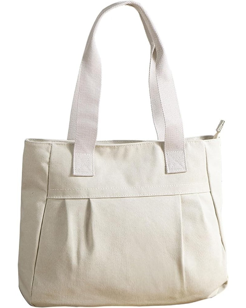 Simple canvas bag large capacity shoulder bag Beige $7.91 Shoulder Bags