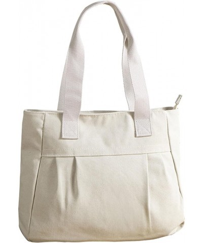 Simple canvas bag large capacity shoulder bag Beige $7.91 Shoulder Bags