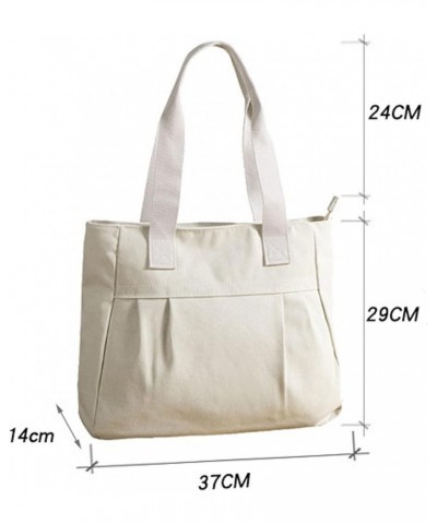 Simple canvas bag large capacity shoulder bag Beige $7.91 Shoulder Bags