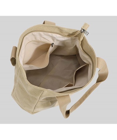 Simple canvas bag large capacity shoulder bag Beige $7.91 Shoulder Bags