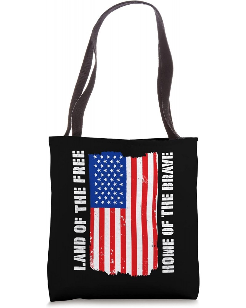 Land of the Free - 4th of July w/ USA Flag for Patriotic Tote Bag $10.94 Totes