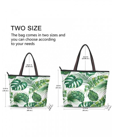 Womens Tote Bag, Tropical Palm Leaves Ladies Zip Shoulder Handbags $12.00 Shoulder Bags