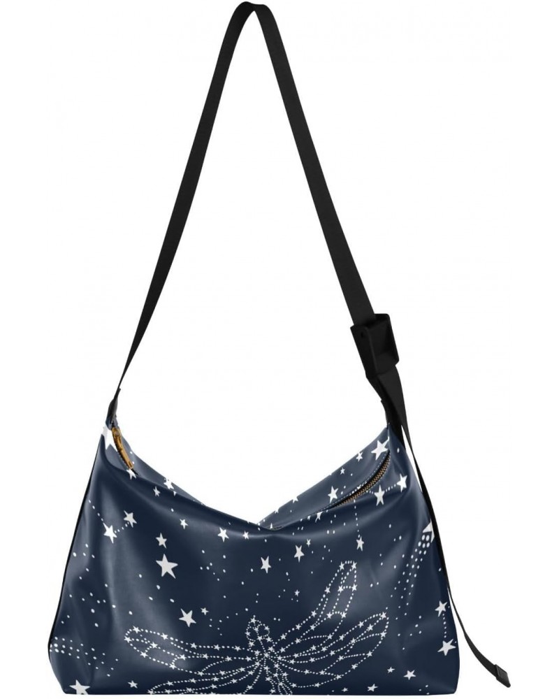 Starry Dragonfly Crossbody Bag Hobo Handbag Purse Fashion PU Leather Shoulder Bags for Women $14.96 Hobo Bags