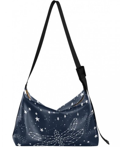 Starry Dragonfly Crossbody Bag Hobo Handbag Purse Fashion PU Leather Shoulder Bags for Women $14.96 Hobo Bags