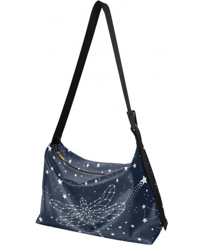 Starry Dragonfly Crossbody Bag Hobo Handbag Purse Fashion PU Leather Shoulder Bags for Women $14.96 Hobo Bags