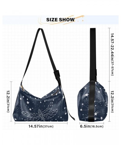 Starry Dragonfly Crossbody Bag Hobo Handbag Purse Fashion PU Leather Shoulder Bags for Women $14.96 Hobo Bags