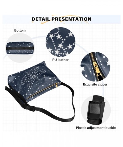 Starry Dragonfly Crossbody Bag Hobo Handbag Purse Fashion PU Leather Shoulder Bags for Women $14.96 Hobo Bags