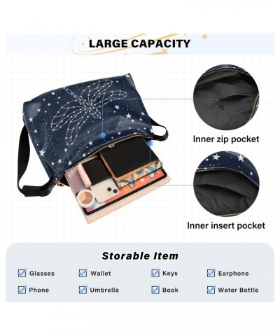 Starry Dragonfly Crossbody Bag Hobo Handbag Purse Fashion PU Leather Shoulder Bags for Women $14.96 Hobo Bags