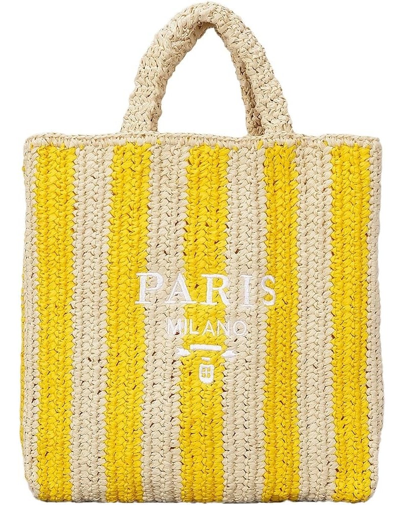 Straw Beach Bag for Women Summer Woven Tote Bag Packable Straw Purses and Handbags for Vacation Holiday M-yellow $12.47 Totes