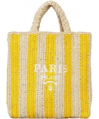 Straw Beach Bag for Women Summer Woven Tote Bag Packable Straw Purses and Handbags for Vacation Holiday M-yellow $12.47 Totes