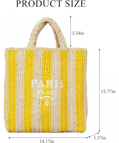 Straw Beach Bag for Women Summer Woven Tote Bag Packable Straw Purses and Handbags for Vacation Holiday M-yellow $12.47 Totes