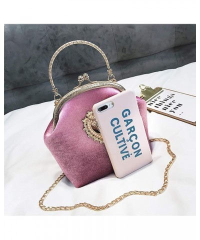 Ladies Elegant Evening Clutch Bag Heart Design Wedding Party Velvet Purse Pink $12.09 Evening Bags