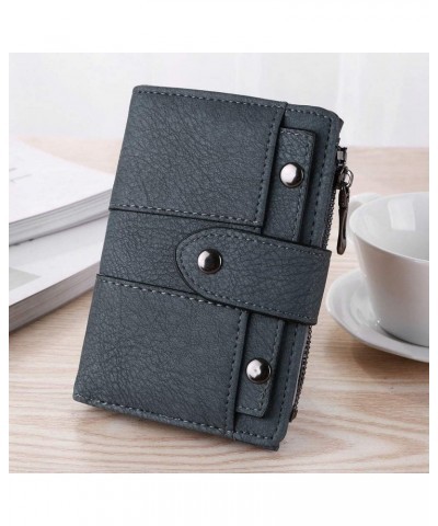 Women Retro Rivets Short Wallet Coin Purse Card Holders Handbag Women Wallet Leather Slim (Blue, One Size) Blue One Size $9.5...