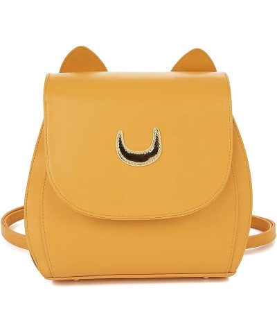 Moon Luna Backpack Cute Kitty Cat Shoulder Bag PU Leather Bag Blue Black 3034 B1-orange $24.80 Backpacks