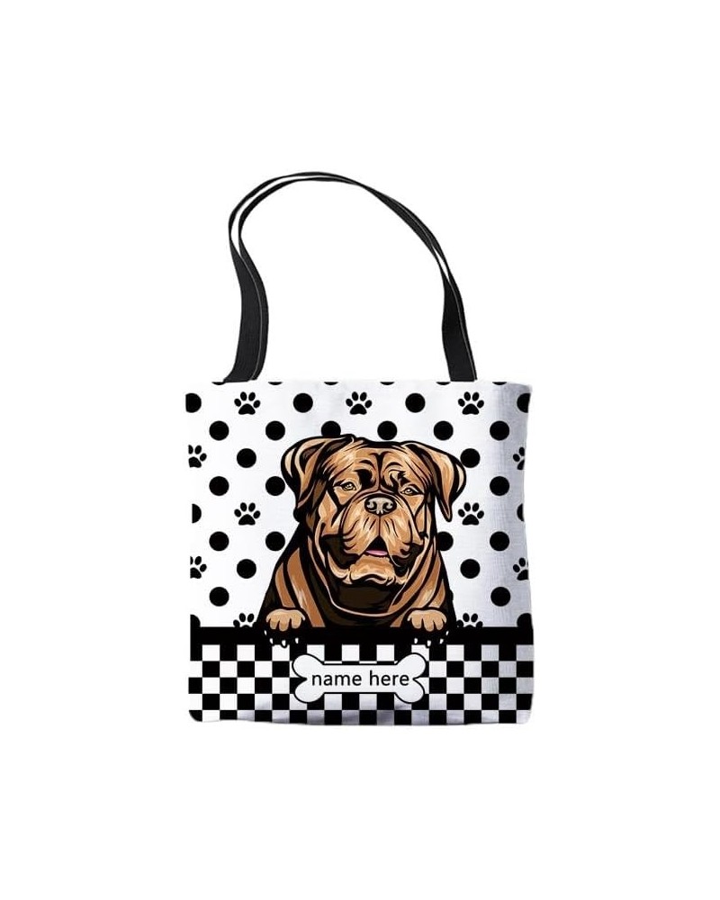 Personalzied Name Polka Dot Dalmatian Dog Canvas Tote Bag Dog Paw Prints Handbag Dog Lovers Gift Dogue De Bordeaux-2 $10.19 T...