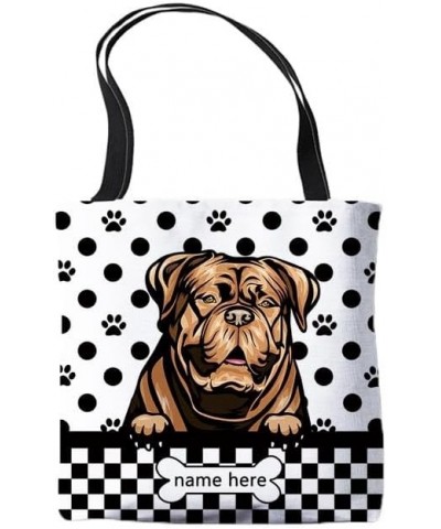 Personalzied Name Polka Dot Dalmatian Dog Canvas Tote Bag Dog Paw Prints Handbag Dog Lovers Gift Dogue De Bordeaux-2 $10.19 T...