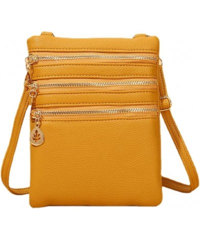 3 Zip Crossbody Bag for Women Slim Shoulder Handbag Small Cell Phone Pouch Yellow $27.55 Totes