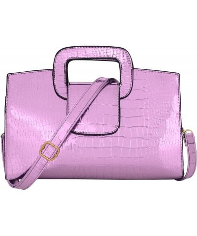 Vintage Crossbody Shoulder Bags Crocodile Pattern Top Handle Satchel Handbag PU Leather Clutch Purse for Women A-pink $14.21 ...