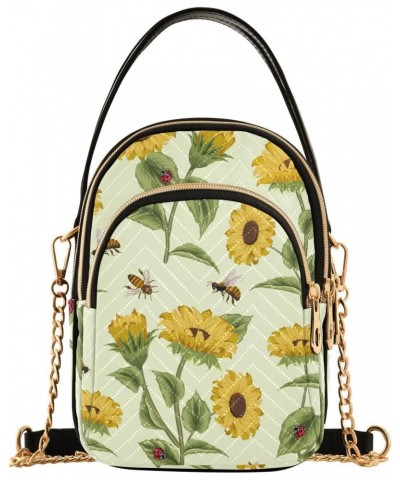 Sunflowers Bees and Ladybugs Design Crossbody Bags Shoulder Bag for Women Stylish Ladies Messenger Bags Cell Phone Purse and ...