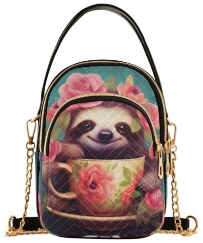 Sloth Small Crossbody Sling Bag for Women Cell Phone Purse Bag Shoulder Handbags with 3 Pockets $13.77 Crossbody Bags